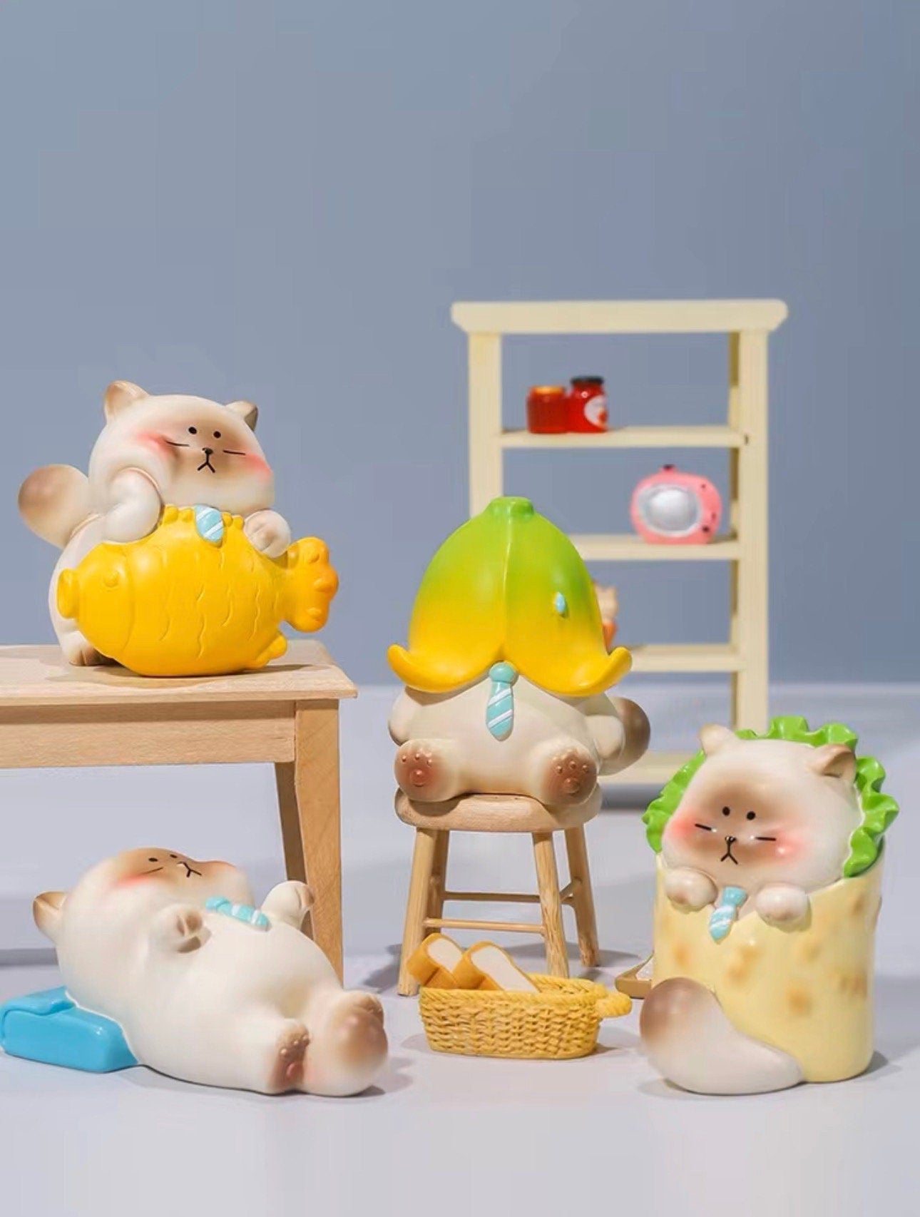 Lazy Office Cat Blind Box Taco Cat Taiyaki Ice cream cat Sleepy cat mystery box Banana cat