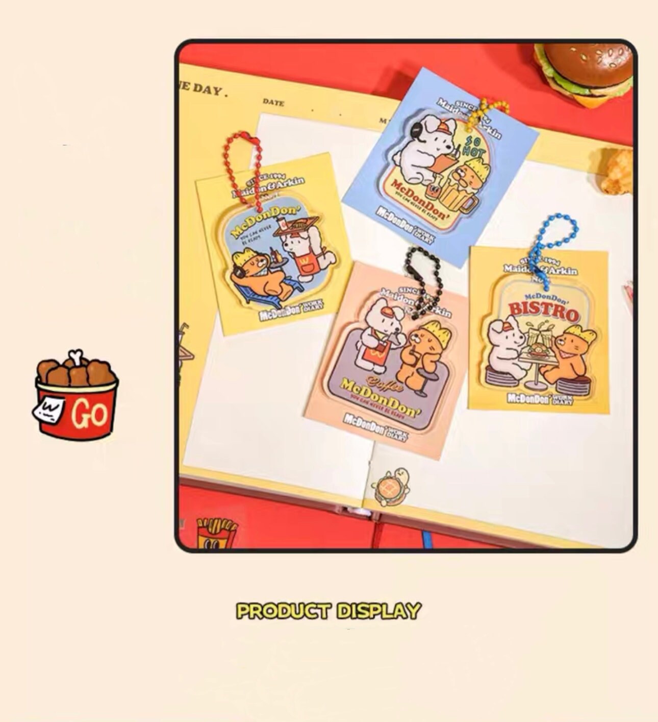 Cute Journal Stationary Planner Gift Set for Diary and Notebook with memo pads washi tape matching keychains starter kit Dog in pizzeria