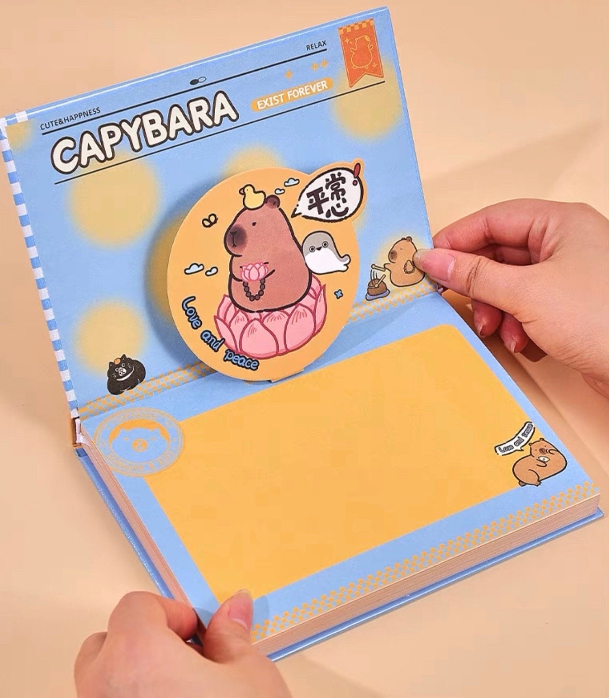 Cute Capybara Journal Stationary Planner Gift Set for Diary and Notebook with memo pads washi tape matching keychains starter kit