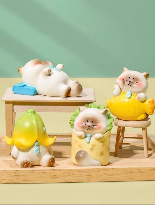 Lazy Office Cat Blind Box Taco Cat Taiyaki Ice cream cat Sleepy cat mystery box Banana cat