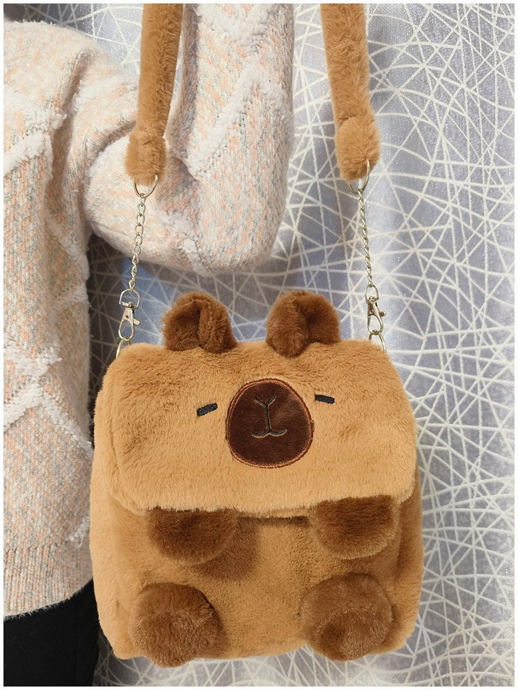 Fluffy Capybara Bag convertible backpack sling bag and purse cute capybara bag furry bag 3 straps reversible