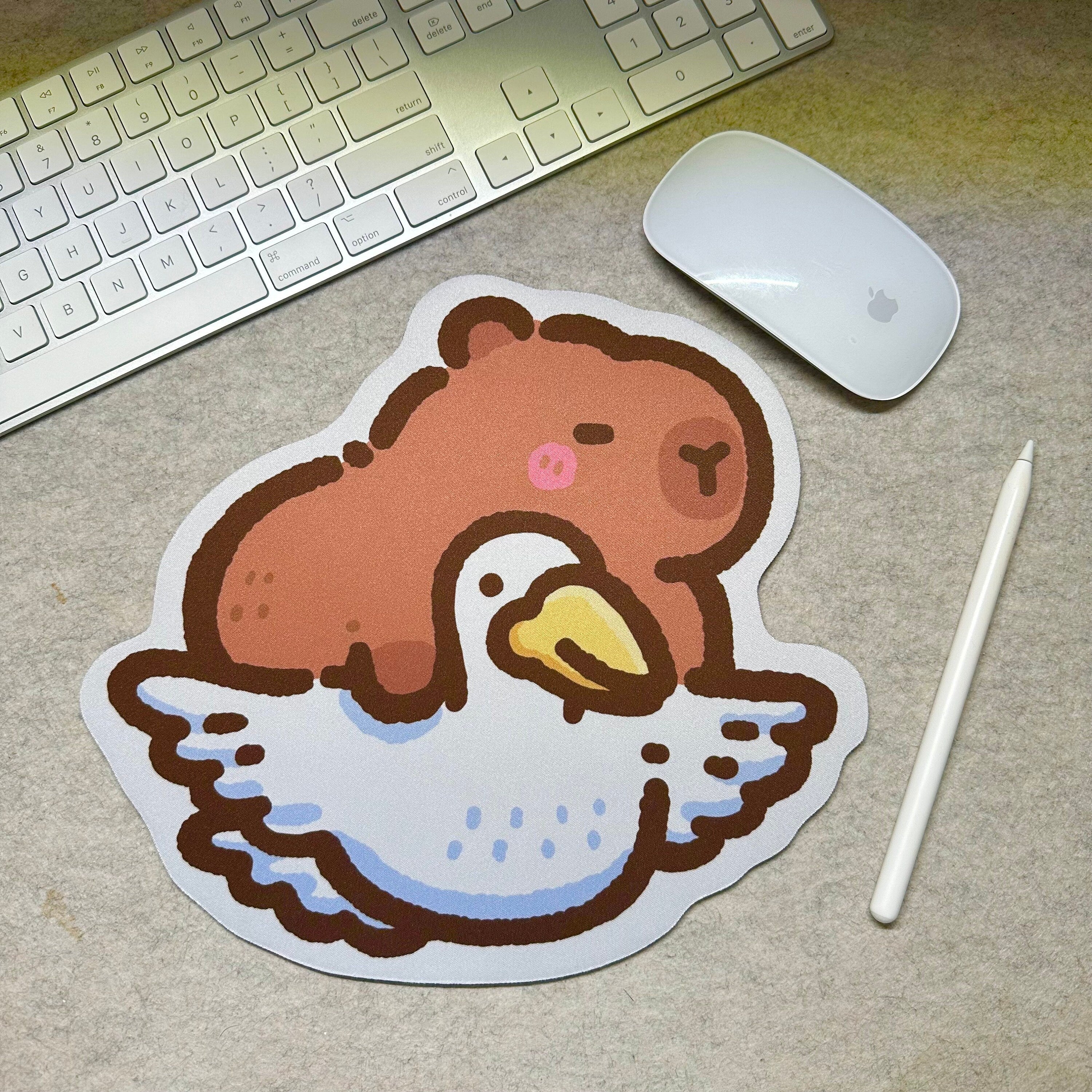 Capybara Riding Goose Cute Capybara flying with goose mouse pad for office gaming student te ...