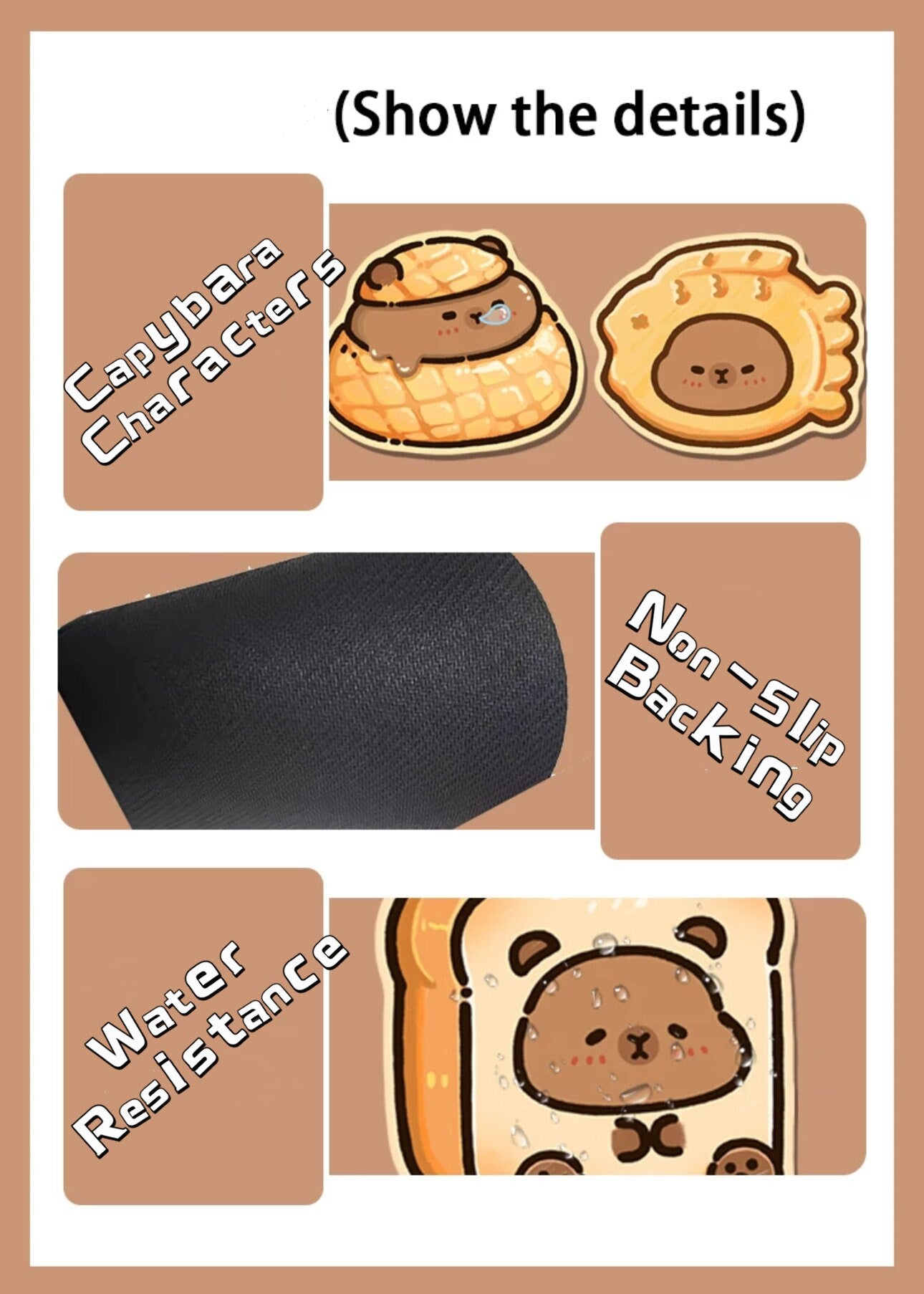 Taiyaki with Capybara filling mouse pad for office gaming student teacher artist cute capybara gift cute mouse pad