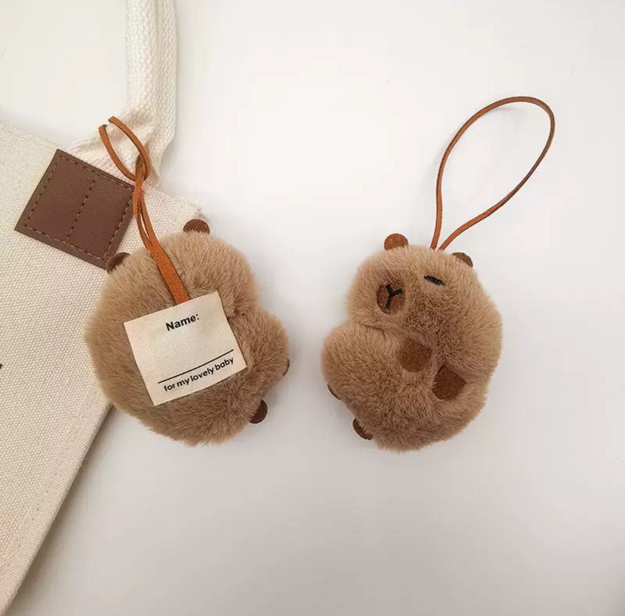 Capybara bag tag luggage tag cute accessories bag accessory adorable capybara fluffy accessories keychain
