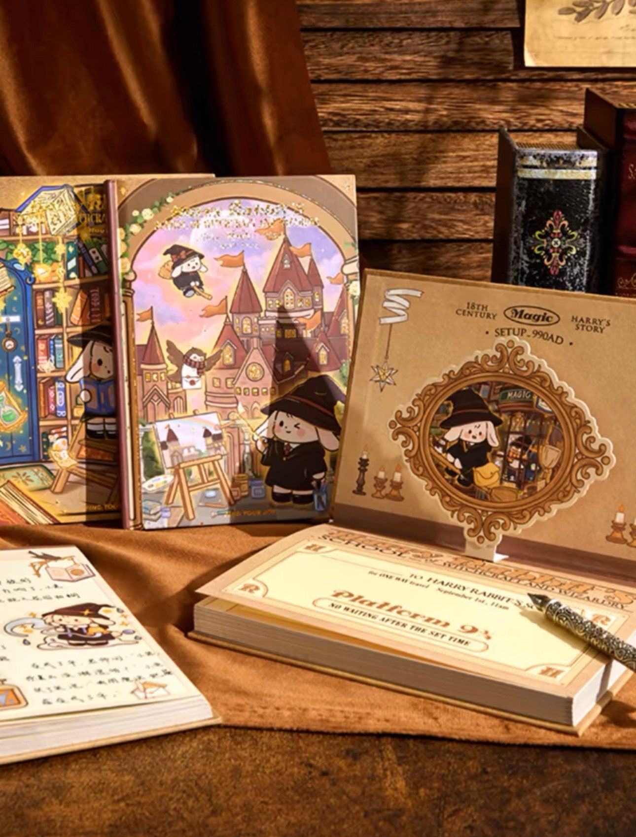 Hogwarts Bunny Journaling Kit bookmark sticker memo pads stationary pens journaling starter kit gift set diary set cute journal harry rabbit