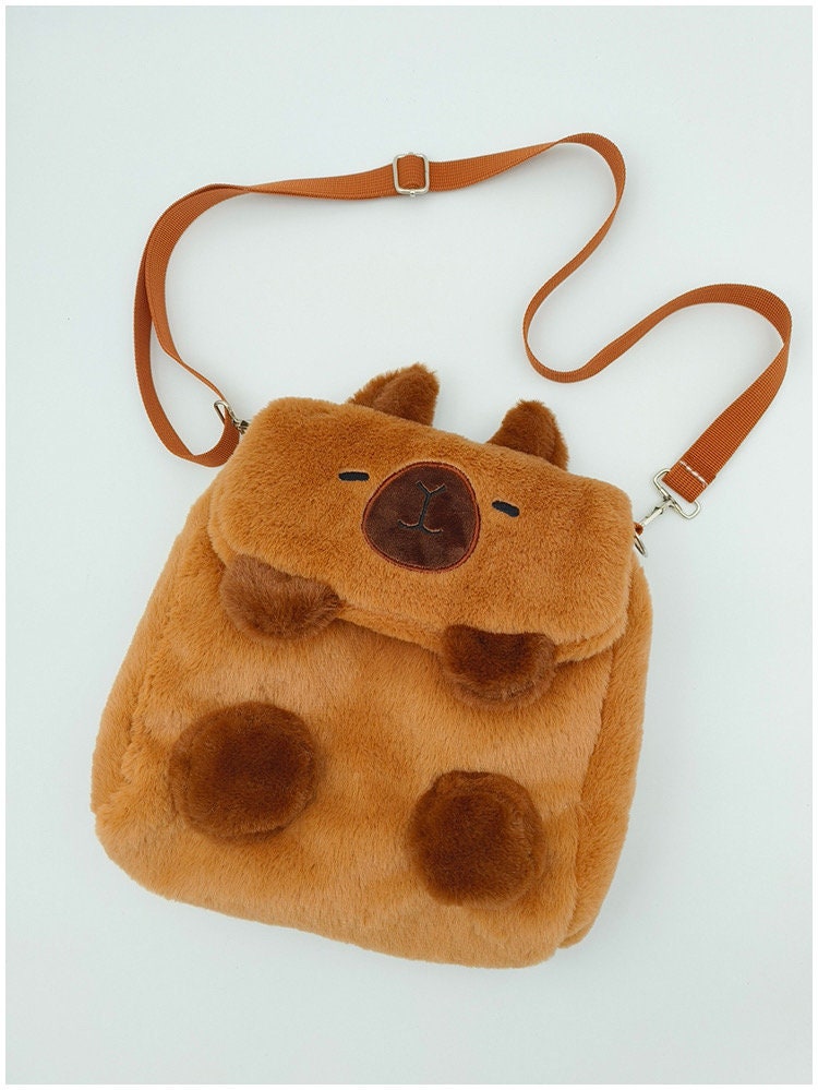 Fluffy Capybara Bag convertible backpack sling bag and purse cute capybara bag furry bag 3 straps reversible